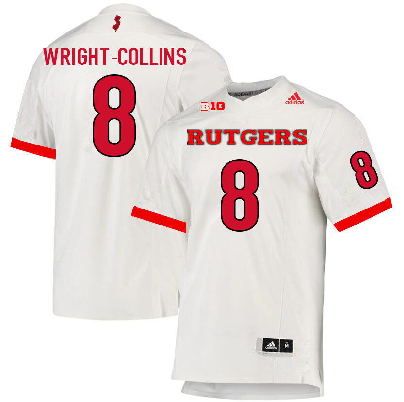 Men #8 Jamier Wright-Collins Rutgers Scarlet Knights College Football Jerseys Sale-White - Click Image to Close